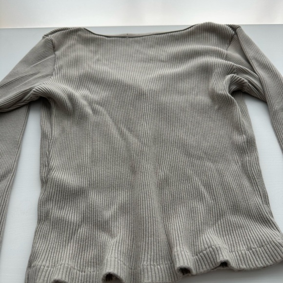 Beige Ribbed Button-Up Cardigan - Picture 4 of 4